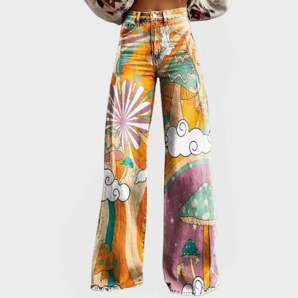 Kristýna Luxusní Džíny Psychedelický Potisk AbstraktníchHub